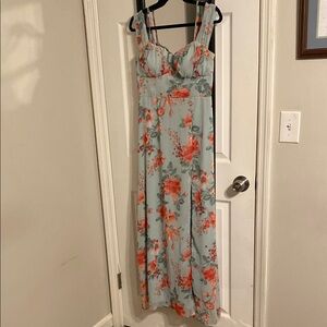 Floral Maxi Dress with pink, red and Green Accents